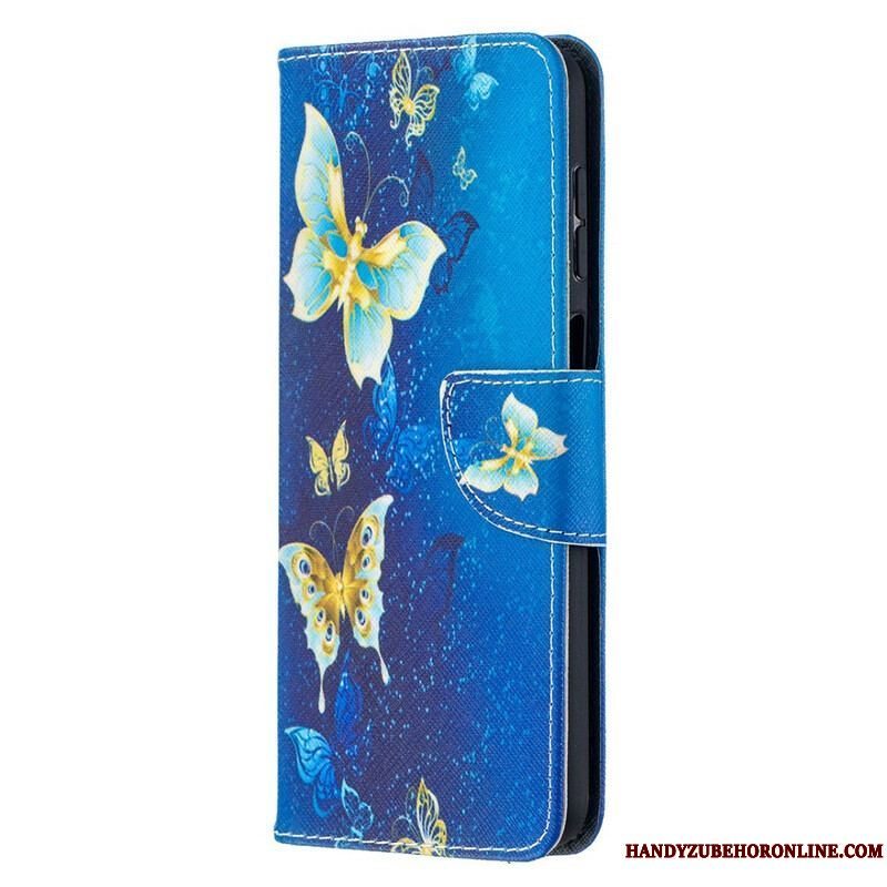 Flip Cover Samsung Galaxy M12 / A12 Gyldne Sommerfugle