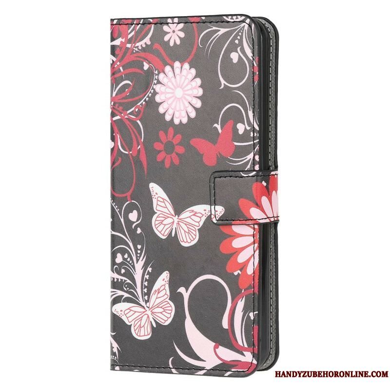 Flip Cover Samsung Galaxy M12 / A12 Sommerfugle Og Blomster