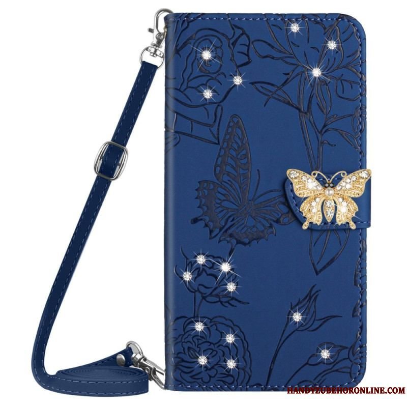 Flip Cover Samsung Galaxy M13 Butterfly Charm Og Skulderrem