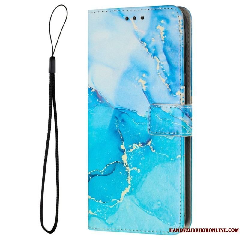 Flip Cover Samsung Galaxy M13 Marmor Med Snor