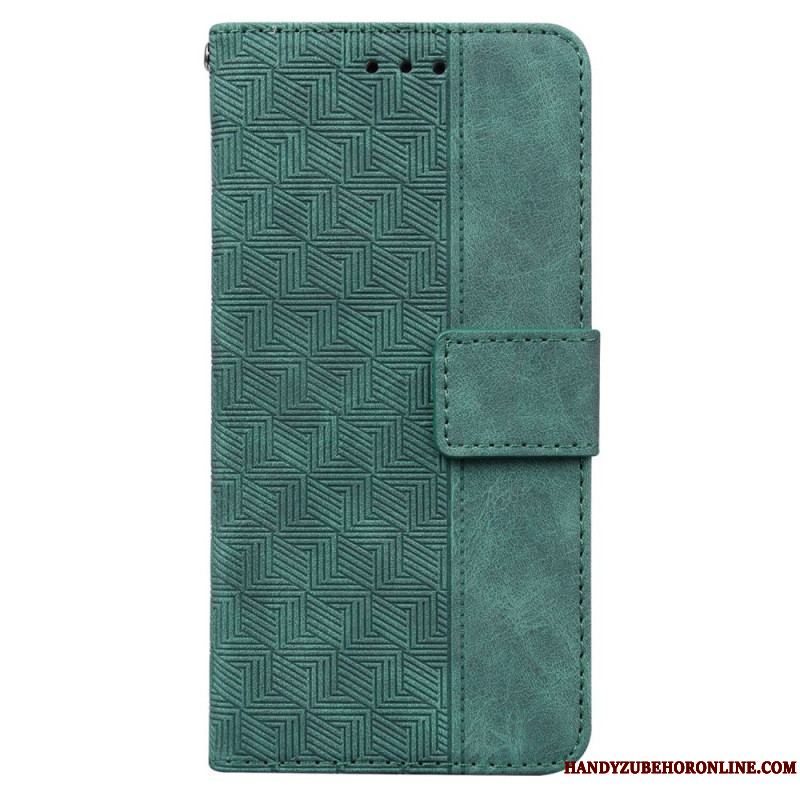 Flip Cover Samsung Galaxy M13 Med Snor Strappy Mønster