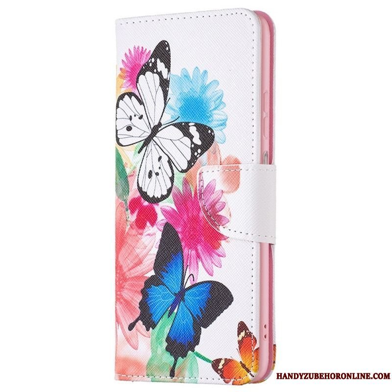 Flip Cover Samsung Galaxy M23 5G Akvarel Sommerfugle