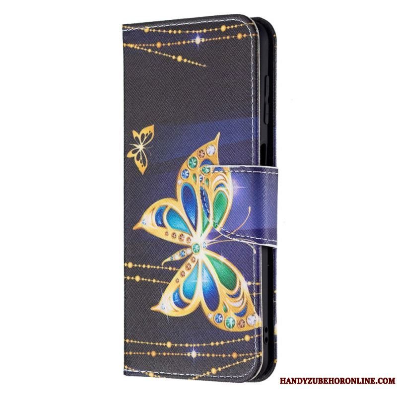 Flip Cover Samsung Galaxy M32 Gyldne Sommerfugle