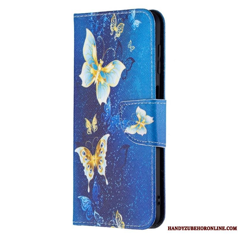 Flip Cover Samsung Galaxy M32 Gyldne Sommerfugle