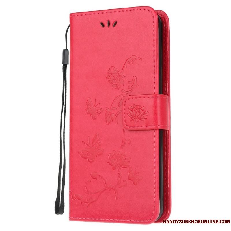 Flip Cover Samsung Galaxy M32 Med Snor Rem Blomster