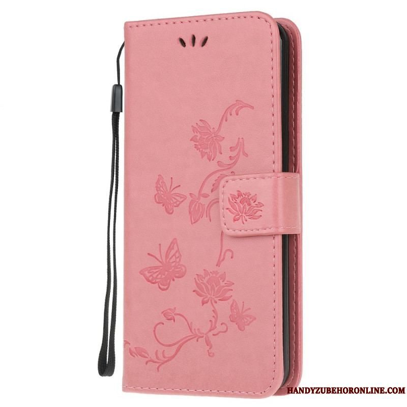 Flip Cover Samsung Galaxy M32 Med Snor Rem Blomster