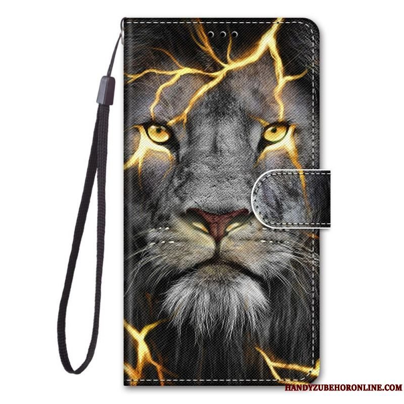 Flip Cover Samsung Galaxy M53 5G Med Snor Feline On Fire Med Strop