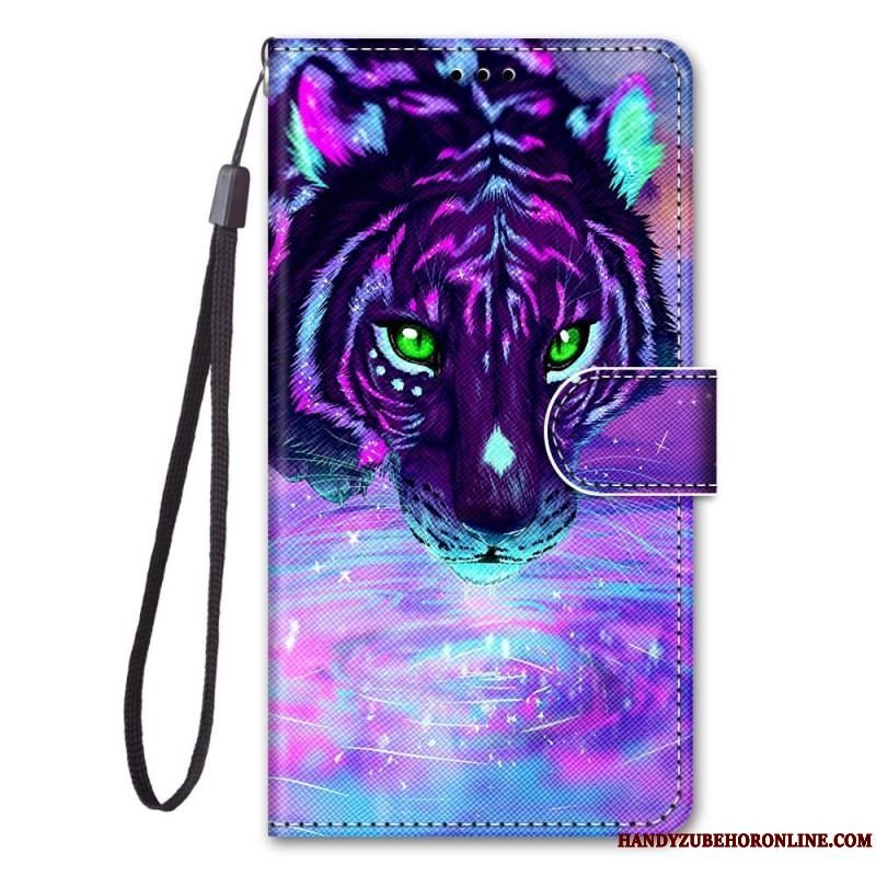 Flip Cover Samsung Galaxy M53 5G Med Snor Feline On Fire Med Strop