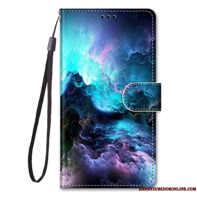 Flip Cover Samsung Galaxy M53 5G Med Snor Lanyard Landskab