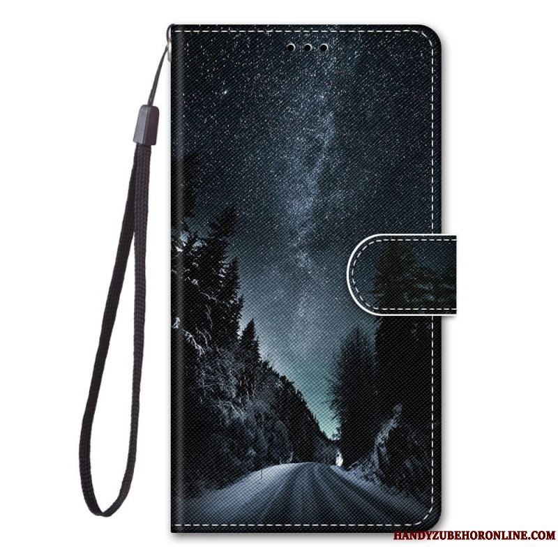 Flip Cover Samsung Galaxy M53 5G Med Snor Lanyard Landskab