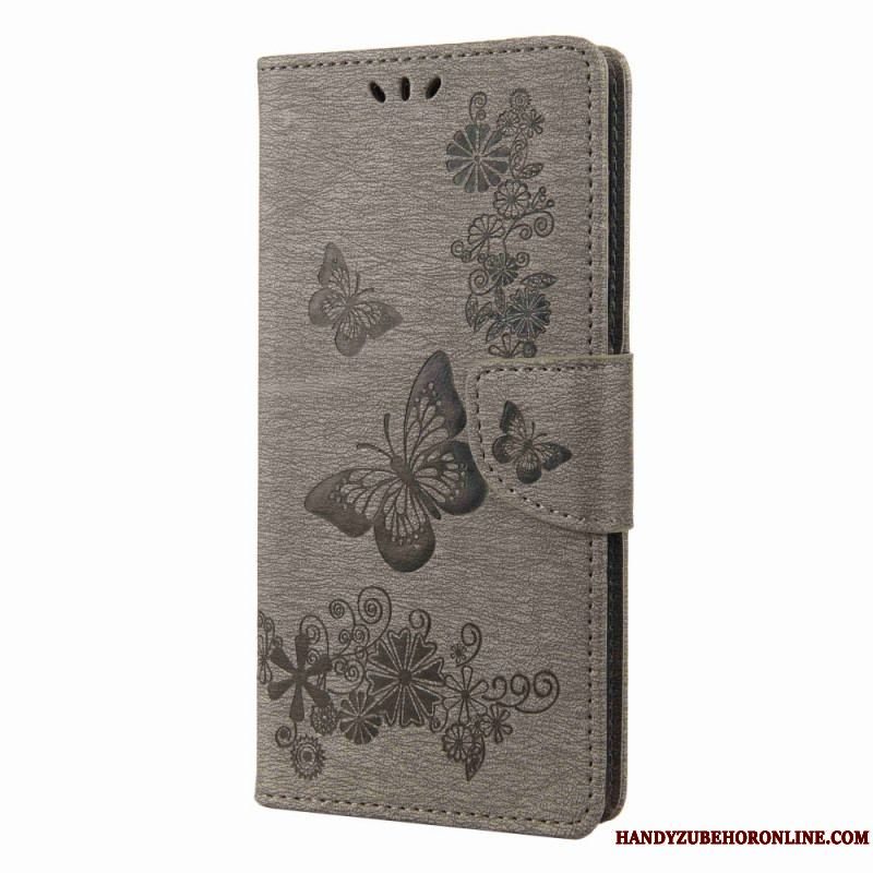 Flip Cover Samsung Galaxy M53 5G Med Snor Strappy Butterflies Design