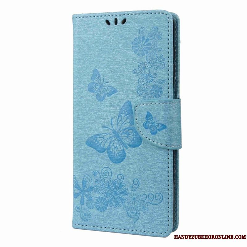 Flip Cover Samsung Galaxy M53 5G Med Snor Strappy Butterflies Design