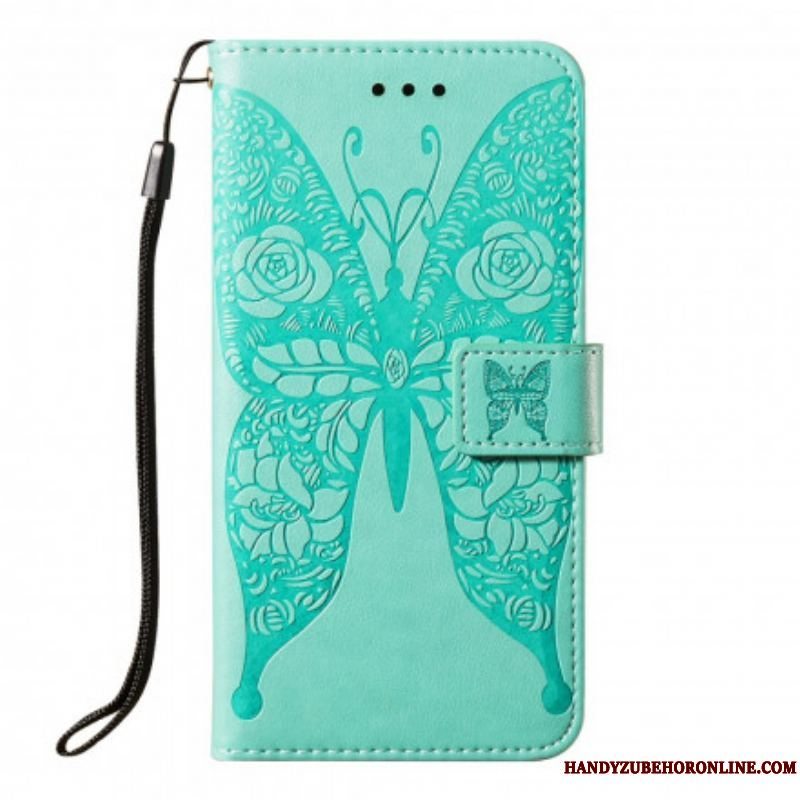 Flip Cover Samsung Galaxy S21 5G Sommerfugleblomst Mønster