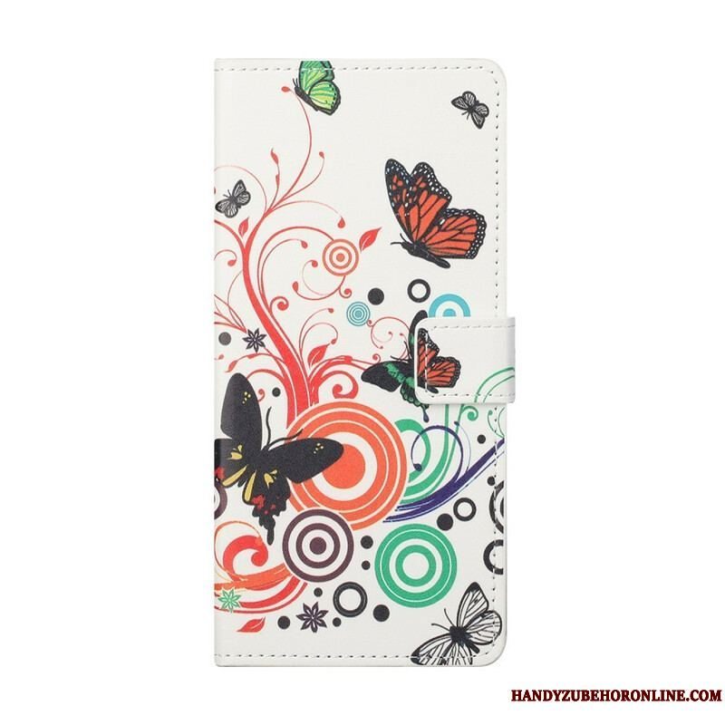 Flip Cover Samsung Galaxy S21 FE Sommerfugle Og Blomster