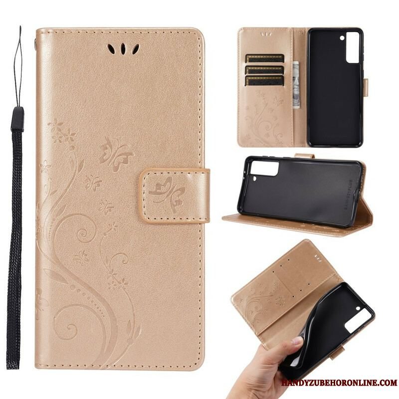 Flip Cover Samsung Galaxy S21 Plus 5G Sommerfugle I Vinden