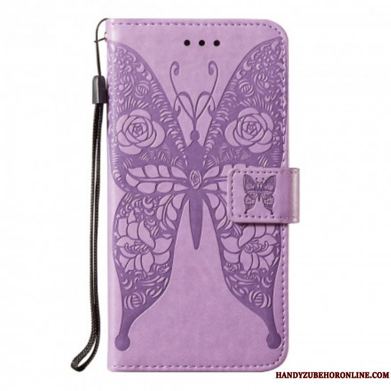 Flip Cover Samsung Galaxy S21 Ultra 5G Sommerfugle Blomstermønster