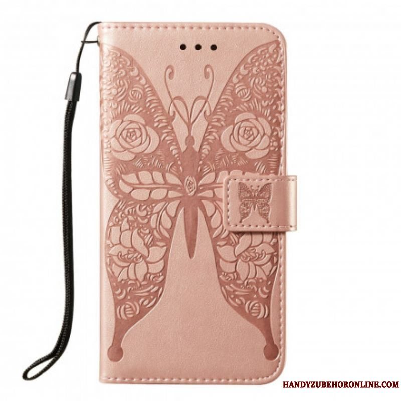 Flip Cover Samsung Galaxy S21 Ultra 5G Sommerfugle Blomstermønster