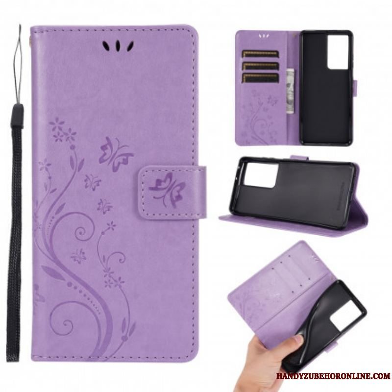 Flip Cover Samsung Galaxy S21 Ultra 5G Sommerfugle I Vinden