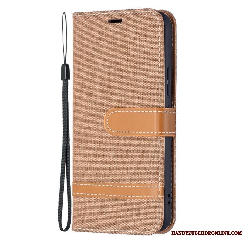 Flip Cover Samsung Galaxy S22 5G Med Snor Stof- Og Lædereffektrem