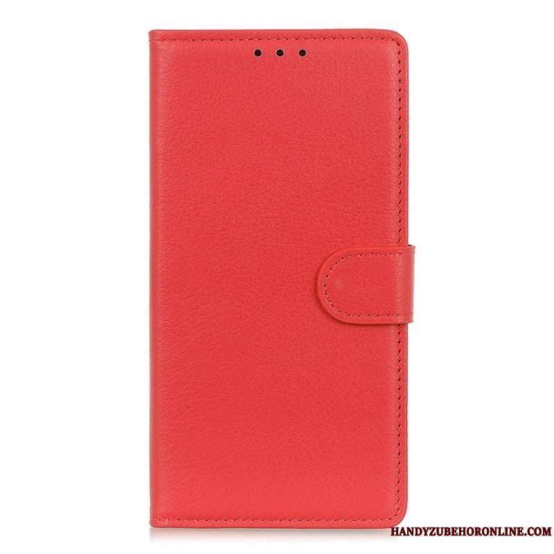 Flip Cover Samsung Galaxy S22 5G Traditionelt Litchi Læder