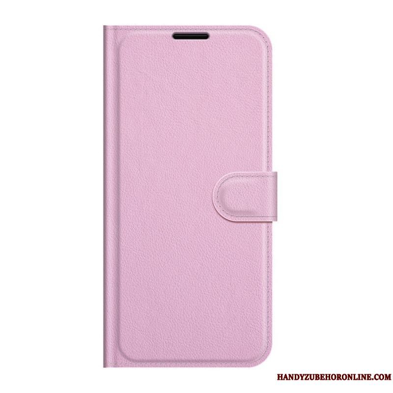 Flip Cover Samsung Galaxy S22 Plus 5G Klassisk Litchi-lædereffekt