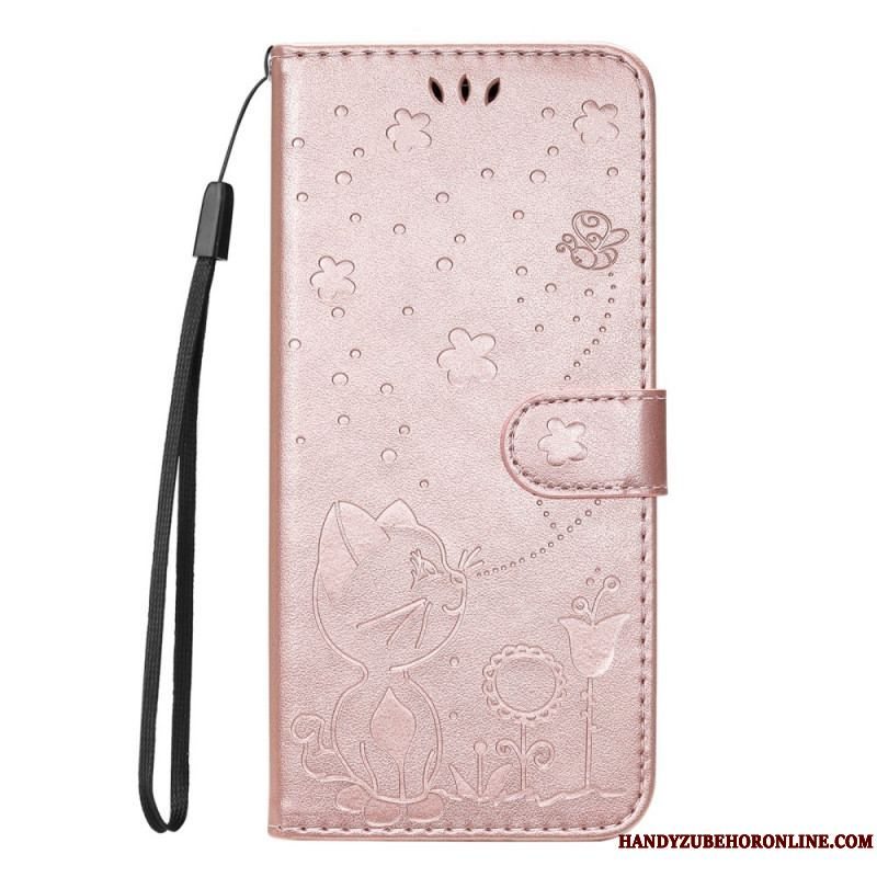 Flip Cover Samsung Galaxy S22 Plus 5G Med Snor Kat Og Bi Med Snor