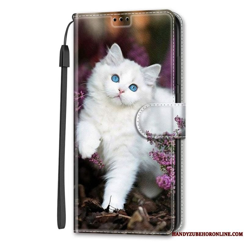 Flip Cover Samsung Galaxy S22 Ultra 5G Med Snor Thong Cat Fan
