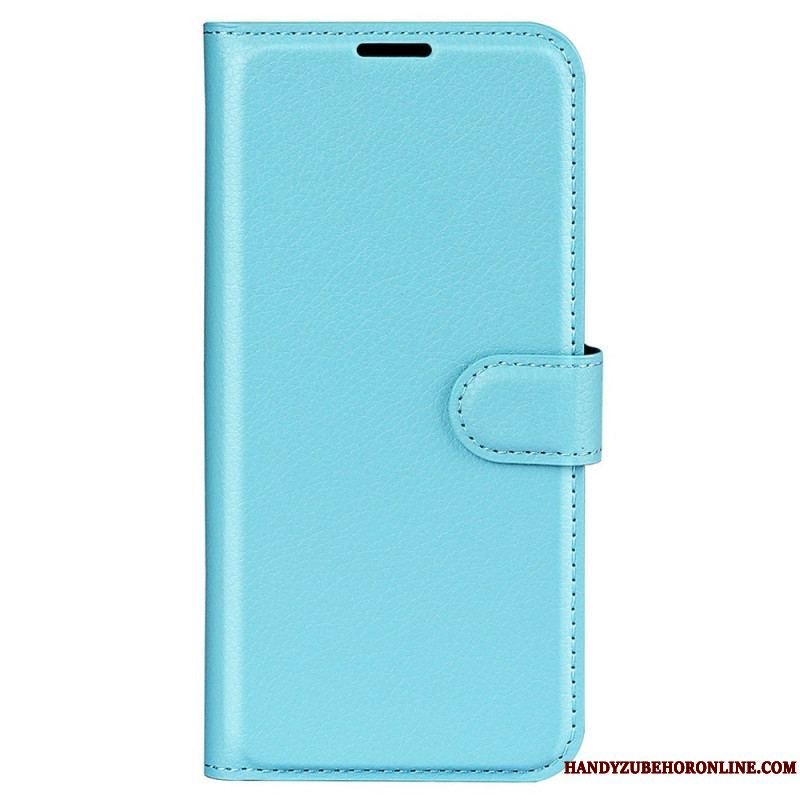 Flip Cover Samsung Galaxy S23 5G Klassisk Litchi-lædereffekt