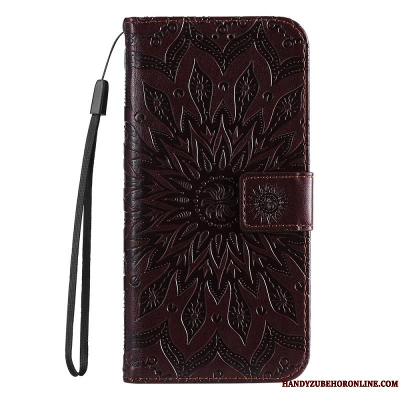 Flip Cover Samsung Galaxy S23 5G Mandala Sun Med Snor