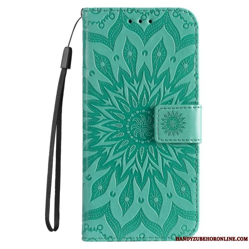 Flip Cover Samsung Galaxy S23 5G Mandala Sun Med Snor