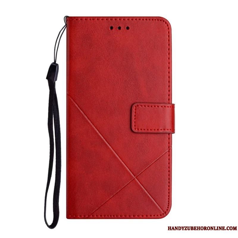 Flip Cover Samsung Galaxy S23 5G Med Snor Stribede Geometriske Linjer