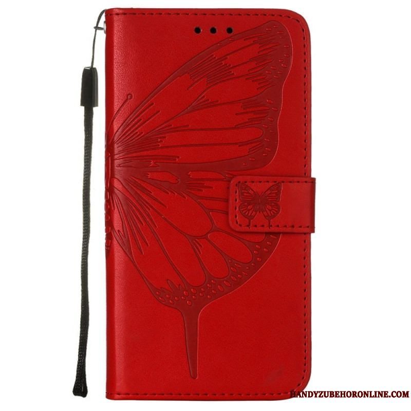 Flip Cover Samsung Galaxy S23 5G Sommerfugledesign Med Snor