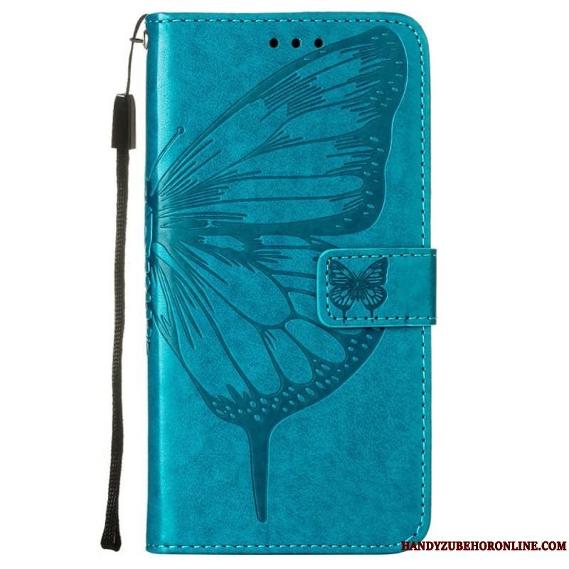 Flip Cover Samsung Galaxy S23 5G Sommerfugledesign Med Snor