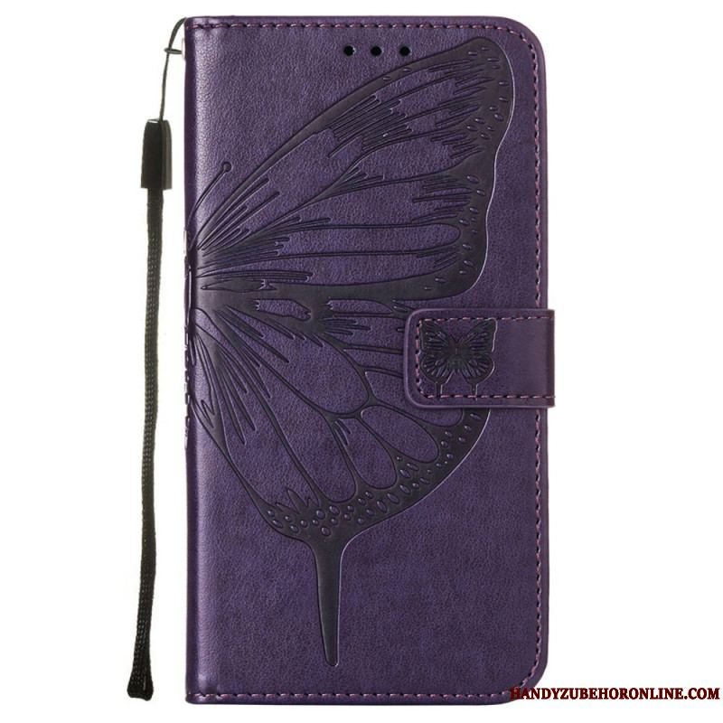 Flip Cover Samsung Galaxy S23 5G Sommerfugledesign Med Snor