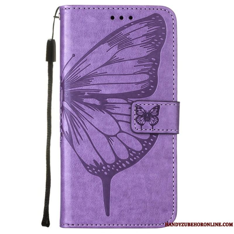 Flip Cover Samsung Galaxy S23 5G Sommerfugledesign Med Snor