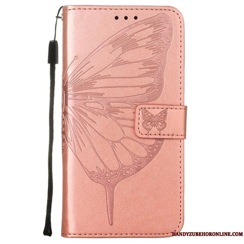 Flip Cover Samsung Galaxy S23 5G Sommerfugledesign Med Snor