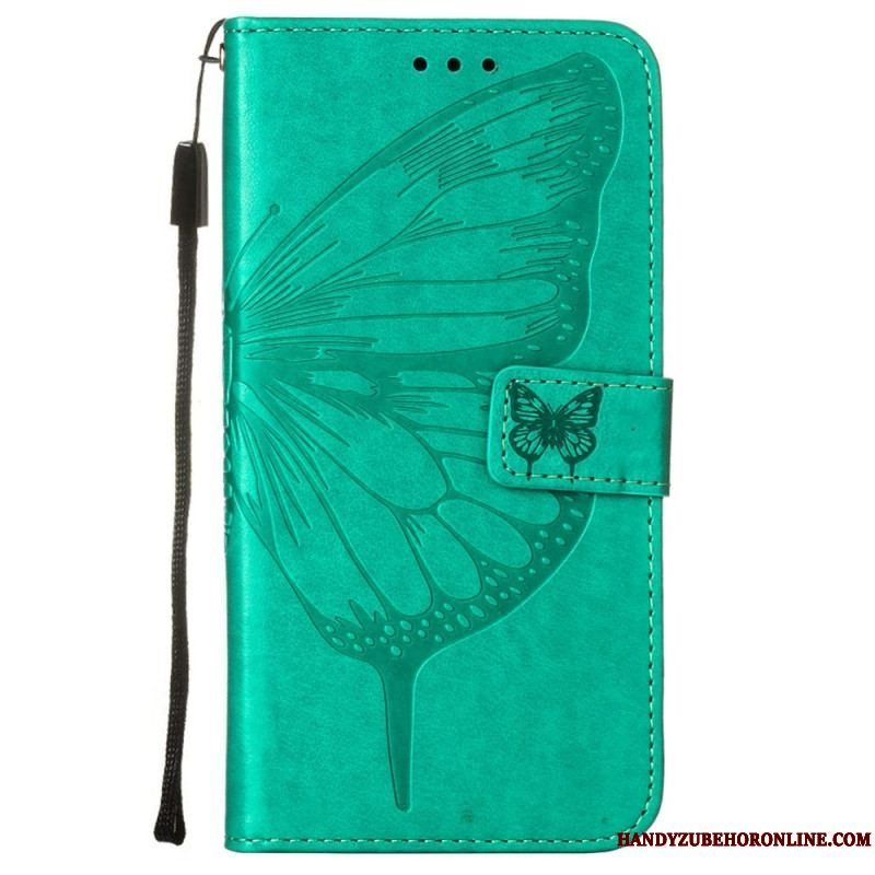 Flip Cover Samsung Galaxy S23 5G Sommerfugledesign Med Snor