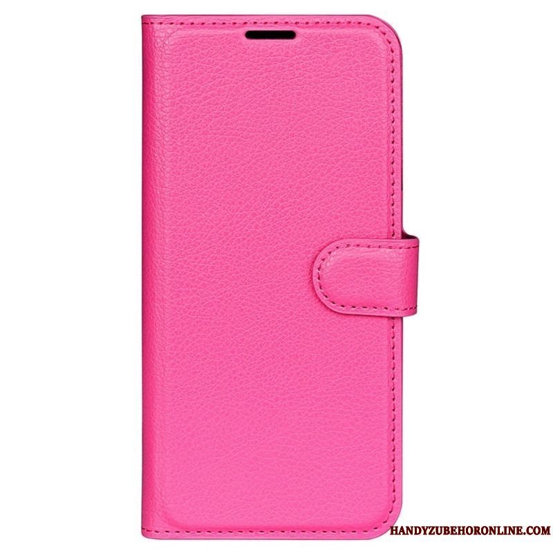 Flip Cover Samsung Galaxy S23 Ultra 5G Klassisk Litchi-lædereffekt