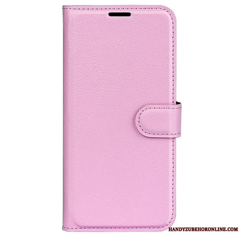 Flip Cover Samsung Galaxy S23 Ultra 5G Klassisk Litchi-lædereffekt