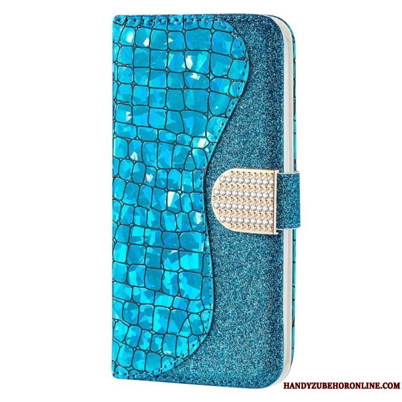 Flip Cover Samsung Galaxy S23 Ultra 5G Krokodille Diamanter