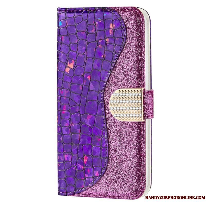 Flip Cover Samsung Galaxy S23 Ultra 5G Krokodille Diamanter