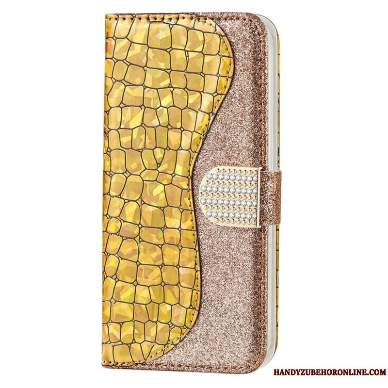 Flip Cover Samsung Galaxy S23 Ultra 5G Krokodille Diamanter