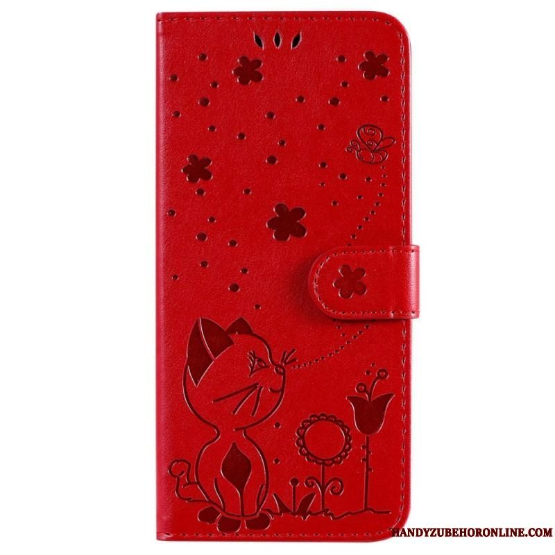 Flip Cover Samsung Galaxy S23 Ultra 5G Med Snor Strappy Kat Og Bier