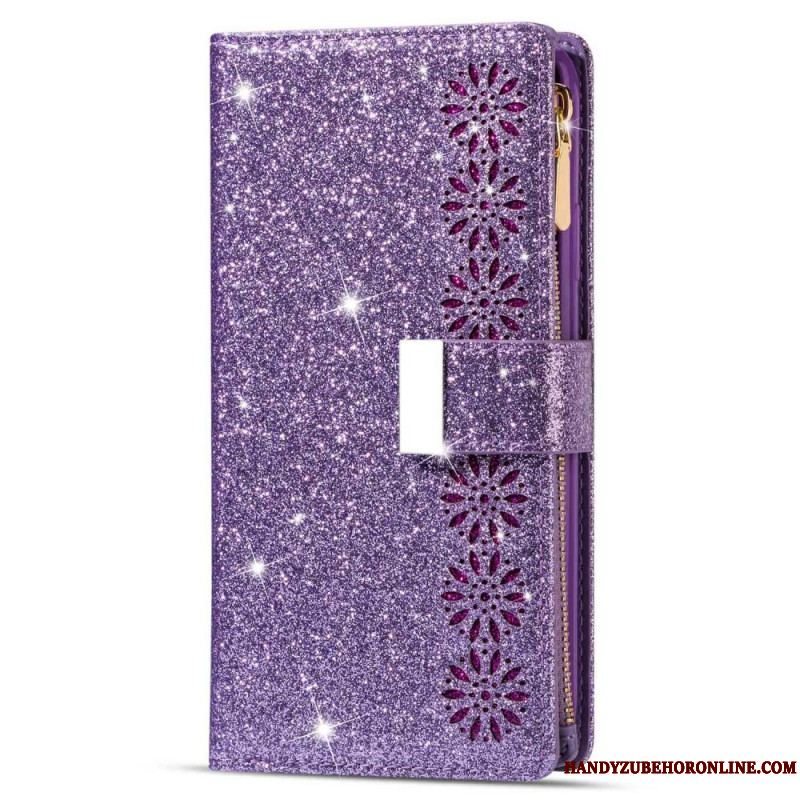 Flip Cover Samsung Galaxy S23 Ultra 5G Punge Etui Pung Med Pailletter