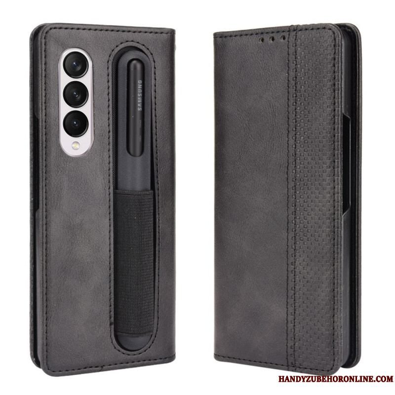 Flip Cover Samsung Galaxy Z Fold 3 5G Stiliseret Stylus Holder I Lædereffekt