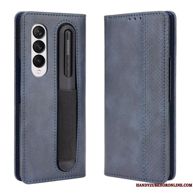 Flip Cover Samsung Galaxy Z Fold 3 5G Stiliseret Stylus Holder I Lædereffekt