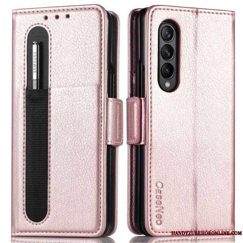 Flip Cover Samsung Galaxy Z Fold 4 Caseneo Litchi-pen I Imiteret Læder