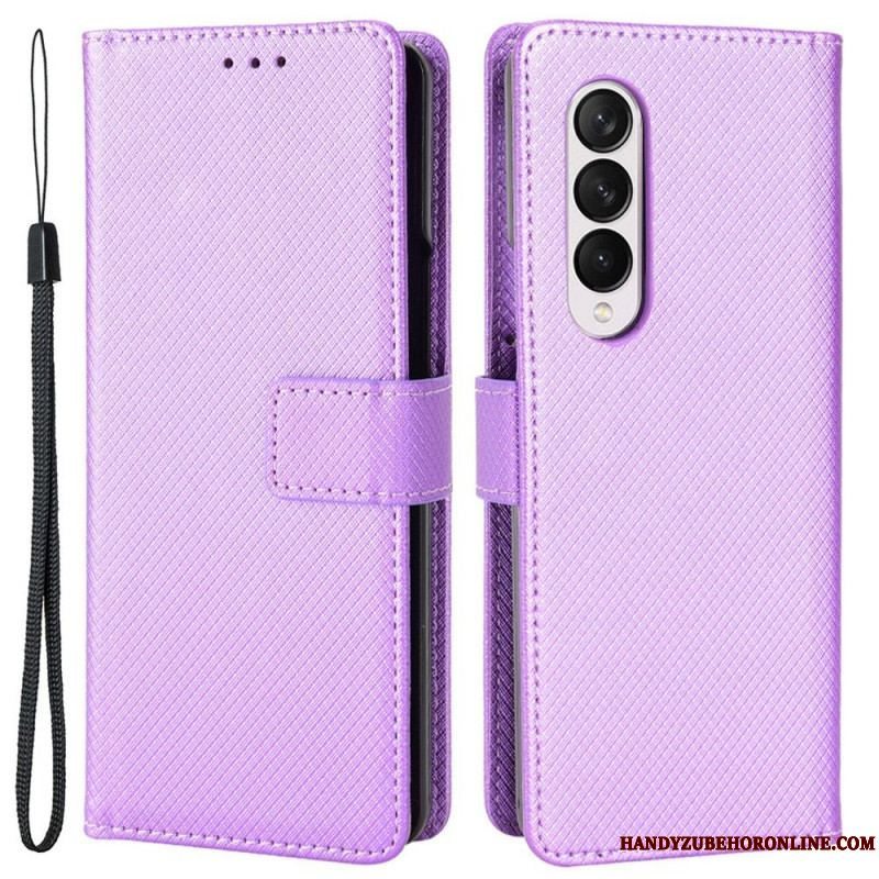 Flip Cover Samsung Galaxy Z Fold 4 Med Snor Diamant Rem