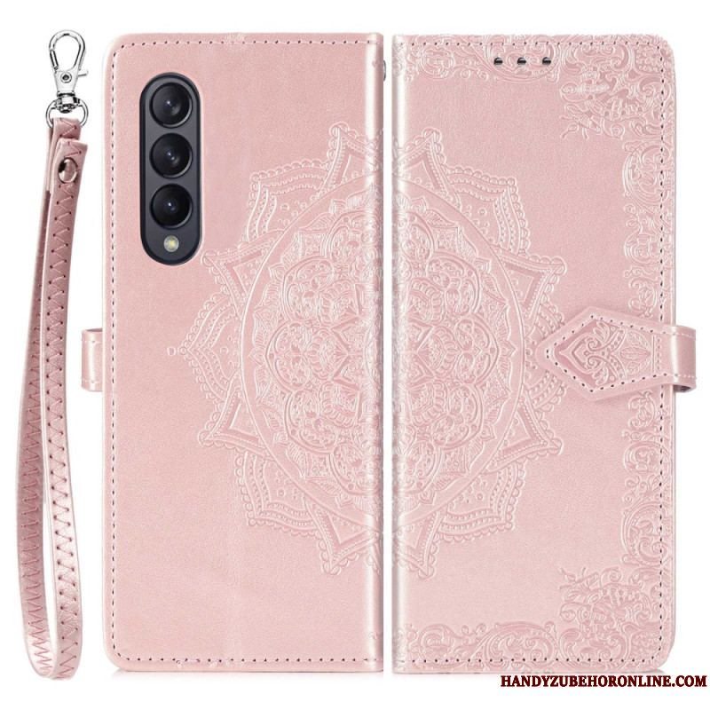 Flip Cover Samsung Galaxy Z Fold 4 Med Snor Middelalderlig Strappy Mandala