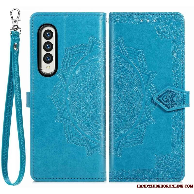 Flip Cover Samsung Galaxy Z Fold 4 Med Snor Middelalderlig Strappy Mandala